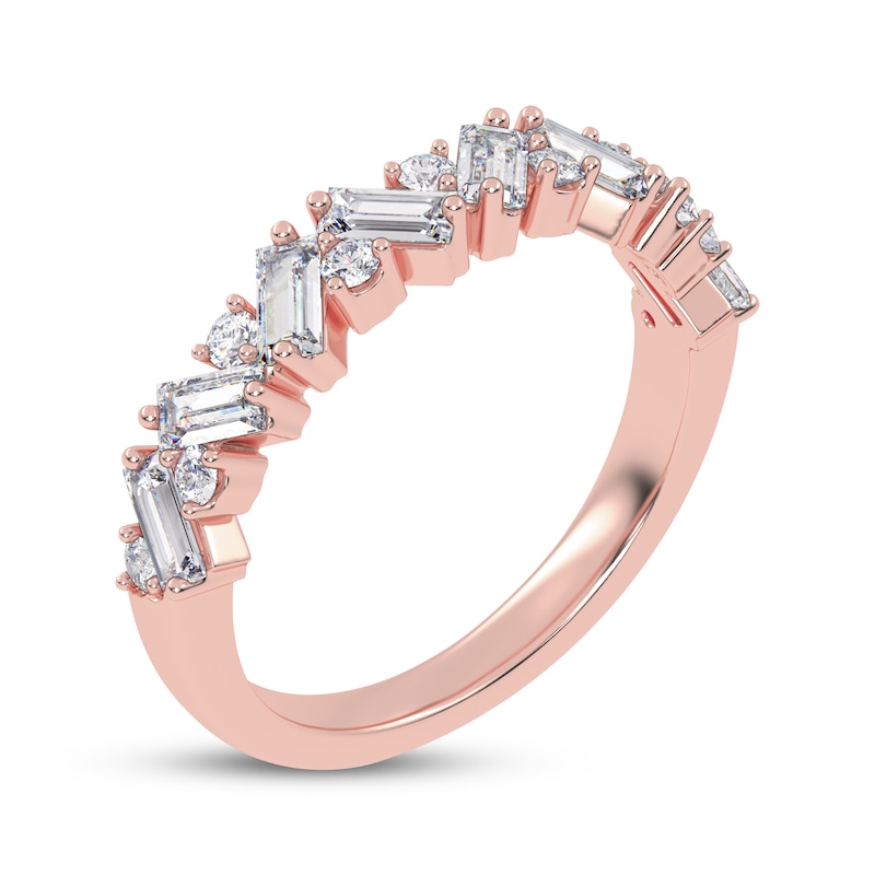 Main Image 2 of Adore Baguette & Round-Cut Diamond Zigzag Stackable Anniversary Ring 1/2 ct tw 14K Rose Gold