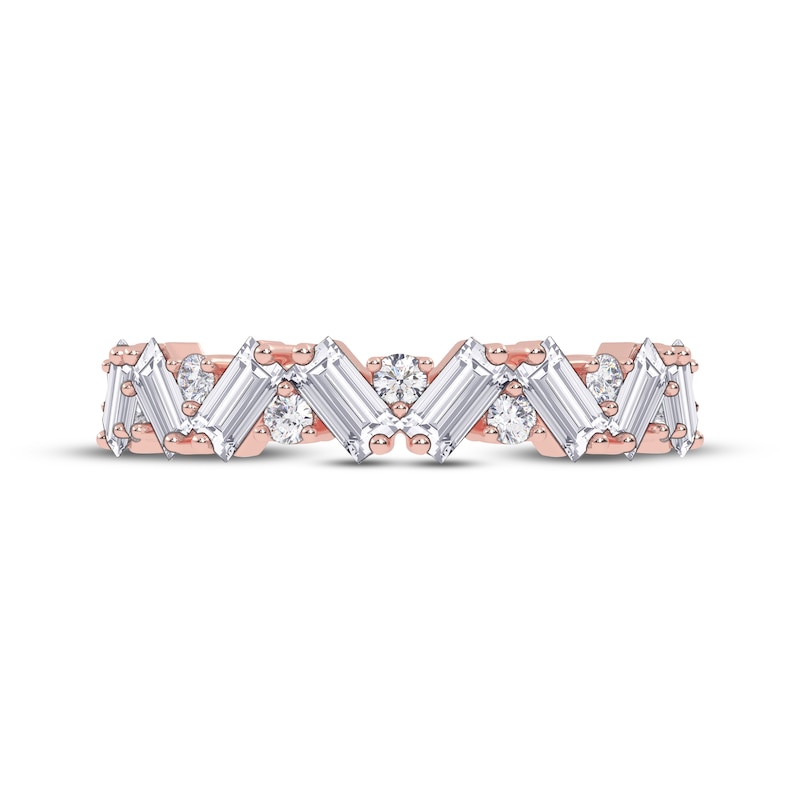 Main Image 3 of Adore Baguette & Round-Cut Diamond Zigzag Stackable Anniversary Ring 1/2 ct tw 14K Rose Gold