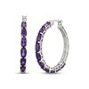 Thumbnail Image 1 of Oval-Cut Amethyst Hoop Earrings Sterling Silver