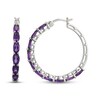 Thumbnail Image 3 of Oval-Cut Amethyst Hoop Earrings Sterling Silver
