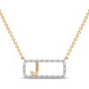 Thumbnail Image 1 of Diamond J Initial Rectangle Necklace 1/10 ct tw 10K Yellow Gold 18"