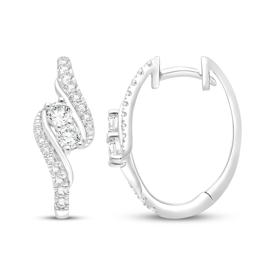 KAY Lab-Grown Diamonds Bypass Hoop Earrings 1 ct tw 14K White Gold