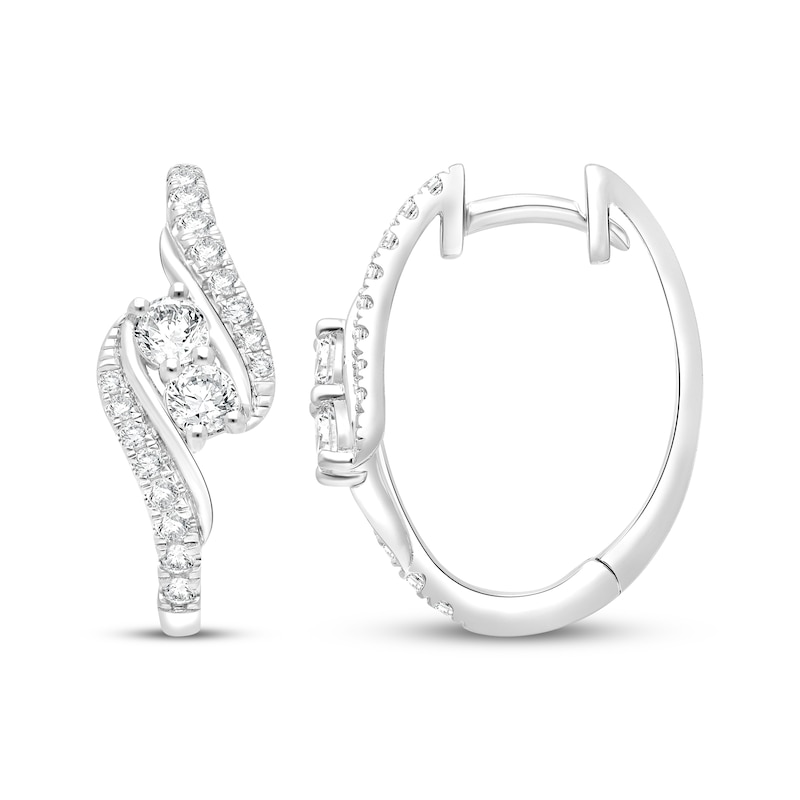Main Image 1 of KAY Lab-Grown Diamonds Bypass Hoop Earrings 1 ct tw 14K White Gold