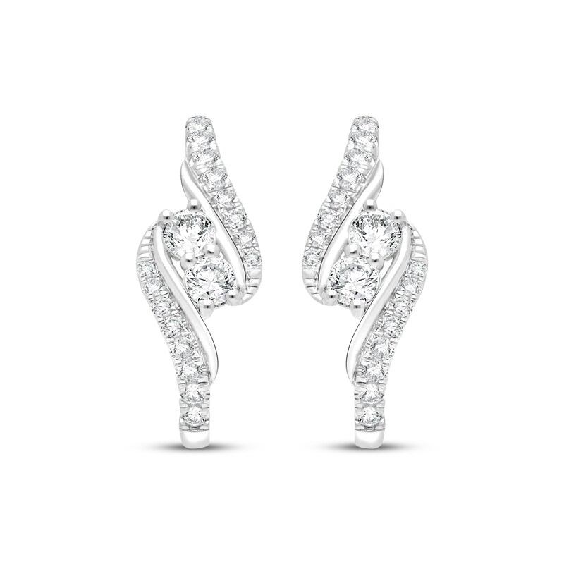 Main Image 2 of KAY Lab-Grown Diamonds Bypass Hoop Earrings 1 ct tw 14K White Gold