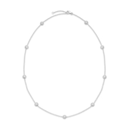 Diamond Halo Station Necklace 3/4 ct tw 14K White Gold 18"
