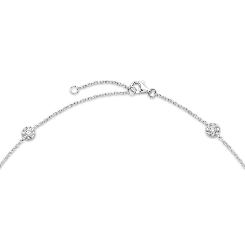 Main Image 3 of Diamond Halo Station Necklace 3/4 ct tw 14K White Gold 18"