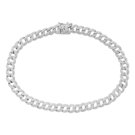 Men's Diamond Curb Chain Bracelet 1/4 ct tw Sterling Silver 8.5"