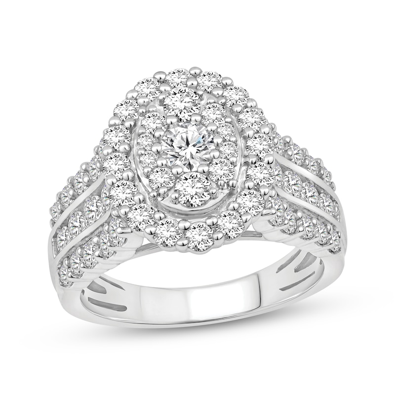 Main Image 1 of Adore Round-Cut Diamond Oval Halo Engagement Ring 2 ct tw 10K White Gold