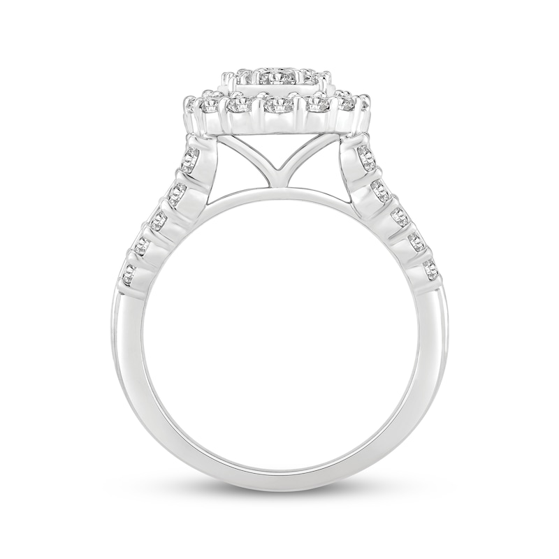 Main Image 3 of Adore Round-Cut Diamond Oval Halo Engagement Ring 2 ct tw 10K White Gold