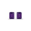Thumbnail Image 2 of Emerald-Cut Amethyst & White Lab-Created Sapphire Hidden Halo Stud Earrings Sterling Silver