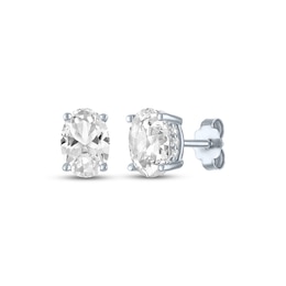Oval-Cut White Lab-Created Sapphire Stud Earrings Sterling Silver