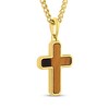 Thumbnail Image 2 of Tiger's Eye Quartz Cross Necklace Yellow Ion-Plated Stainless Steel 24"