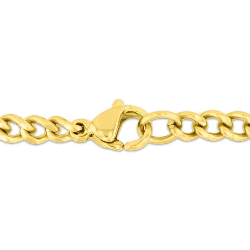 Main Image 3 of Tiger's Eye Quartz Cross Necklace Yellow Ion-Plated Stainless Steel 24"
