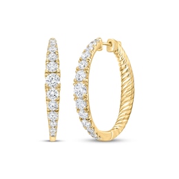 Lab-Grown Diamond Graduated Inside-Out Hoop Earrings 2 ct tw 10K Yellow Gold