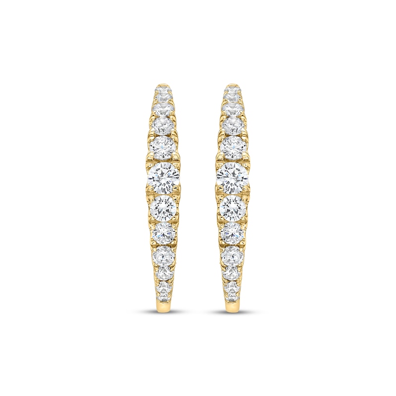 Main Image 2 of Lab-Grown Diamond Graduated Inside-Out Hoop Earrings 2 ct tw 10K Yellow Gold