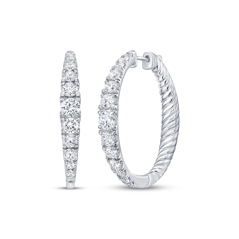 Main Image 1 of Lab-Grown Diamond Graduated Inside-Out Hoop Earrings 2 ct tw 10K White Gold