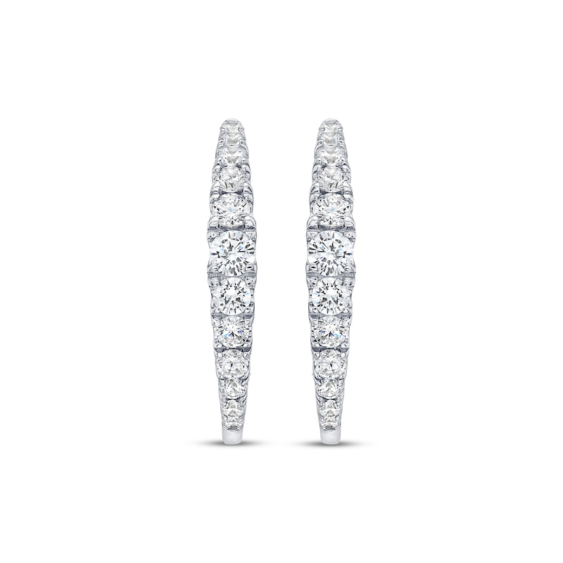 Main Image 2 of Lab-Grown Diamond Graduated Inside-Out Hoop Earrings 2 ct tw 10K White Gold