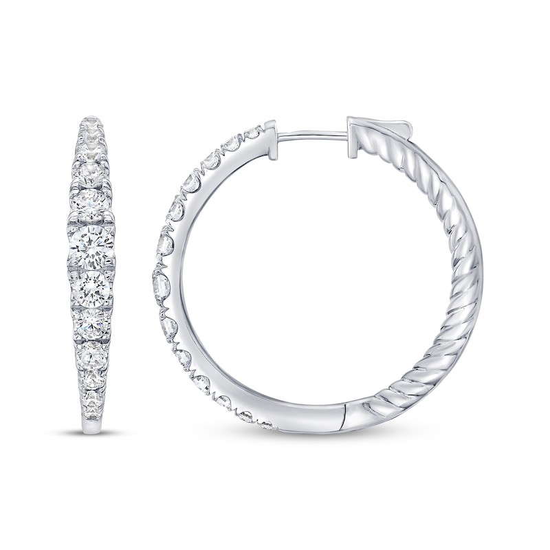 Main Image 3 of Lab-Grown Diamond Graduated Inside-Out Hoop Earrings 2 ct tw 10K White Gold