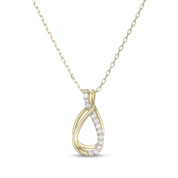 Diamond Teardrop Twist Necklace 1/10 ct tw 10K Yellow Gold 18"