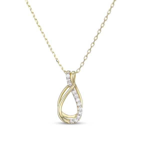 Diamond Teardrop Twist Necklace 1/10 ct tw 10K Yellow Gold 18"