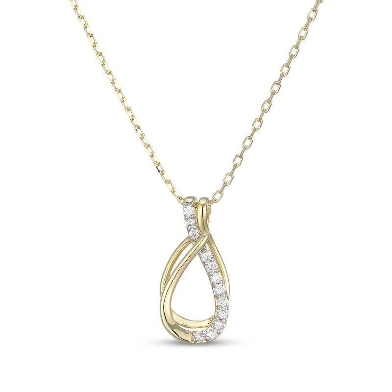 Main Image 1 of Diamond Teardrop Twist Necklace 1/10 ct tw 10K Yellow Gold 18"
