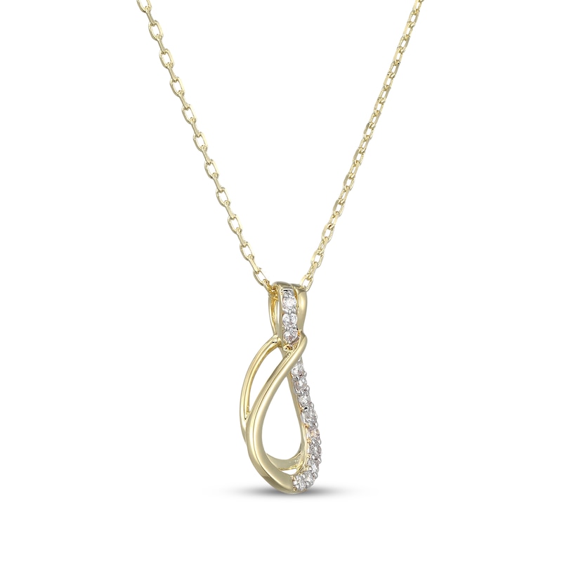 Main Image 2 of Diamond Teardrop Twist Necklace 1/10 ct tw 10K Yellow Gold 18"