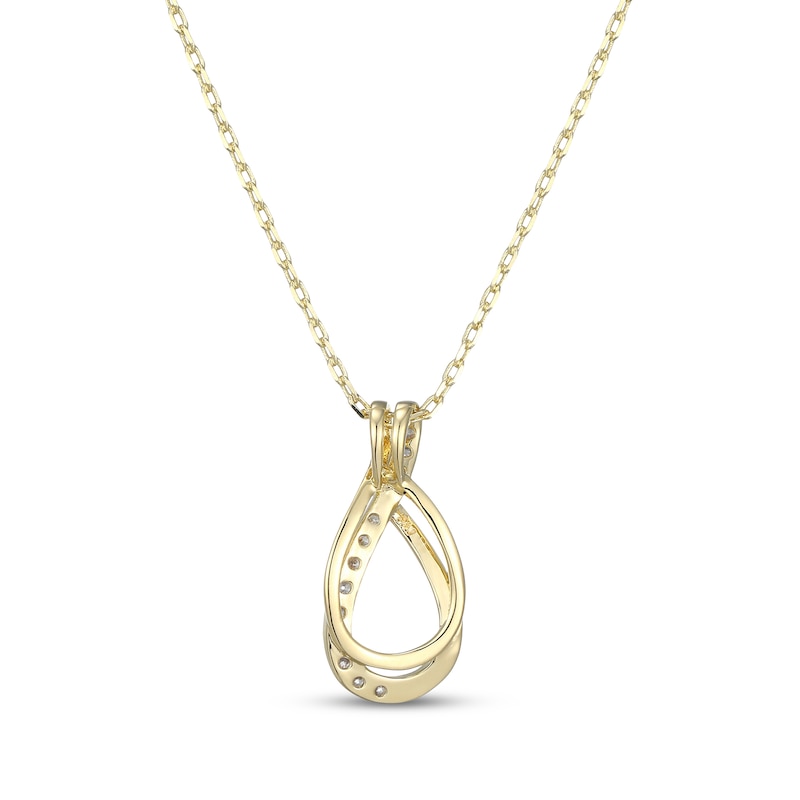 Main Image 3 of Diamond Teardrop Twist Necklace 1/10 ct tw 10K Yellow Gold 18"