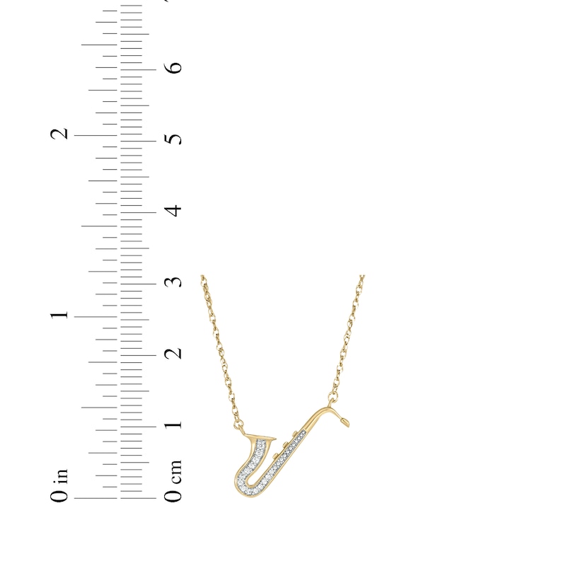 Main Image 3 of Diamond Saxophone Necklace 1/20 ct tw 10K Yellow Gold 18"