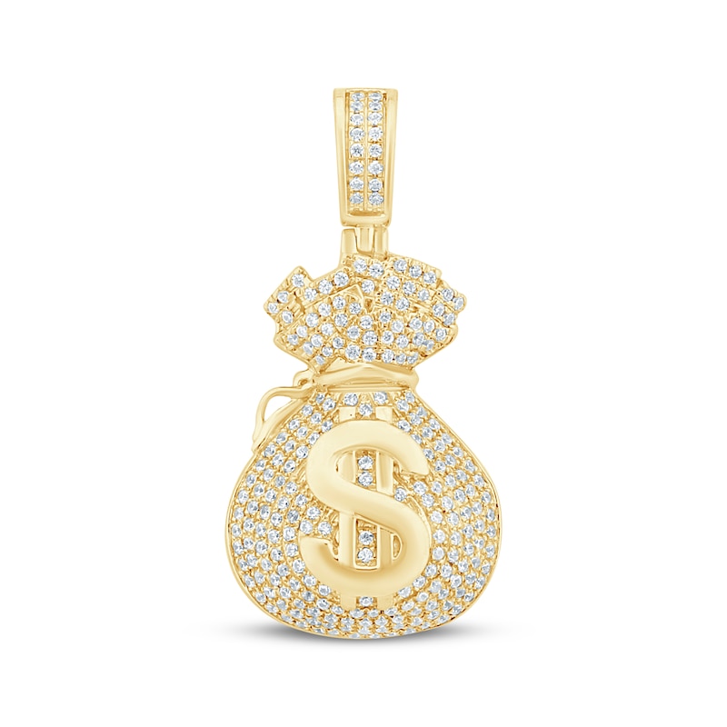 Main Image 1 of Men's Diamond Money Bag Charm 5/8 ct tw 10K Yellow Gold