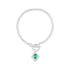 Thumbnail Image 1 of Oval-Cut Lab-Created Emerald & White Lab-Created Sapphire Vintage-Inspired Toggle Bracelet Sterling Silver 7.25"