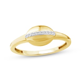 Diamond Oval Signet-Style Ring 1/20 ct tw 10K Yellow Gold