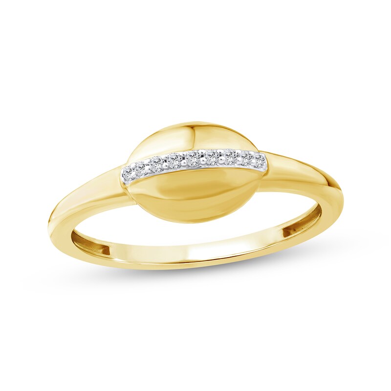 Main Image 1 of Diamond Oval Signet-Style Ring 1/20 ct tw 10K Yellow Gold