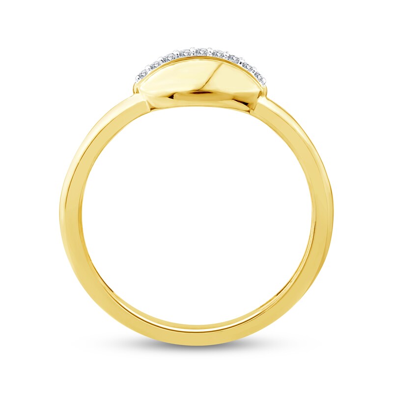 Main Image 3 of Diamond Oval Signet-Style Ring 1/20 ct tw 10K Yellow Gold