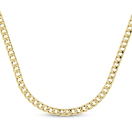 7mm Curb Chain Necklace Hollow 10K Yellow Gold 22"