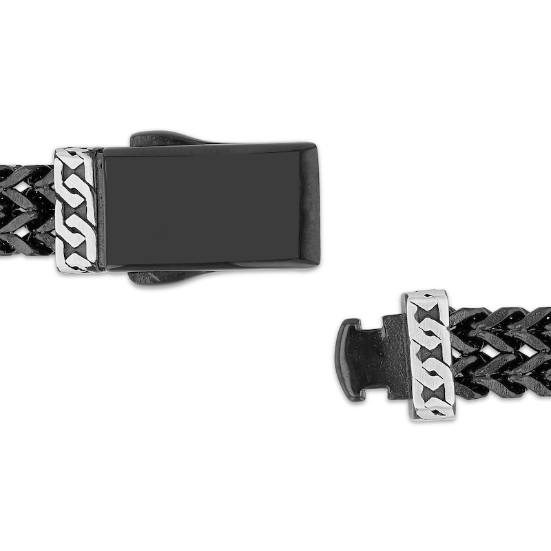 Main Image 3 of Men's Franco Chain Bracelet Black Ion-Plated Stainless Steel 8.5"