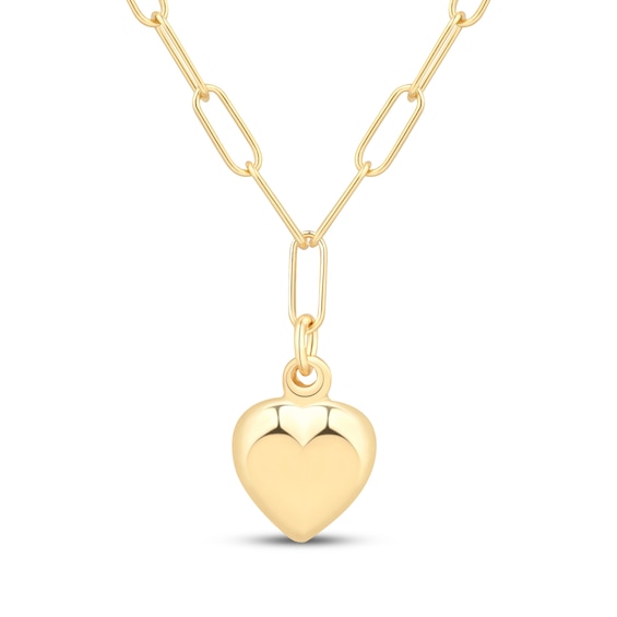 Puff Heart Y-Drop Necklace 24K Yellow Gold Vermeil Sterling Silver 18"