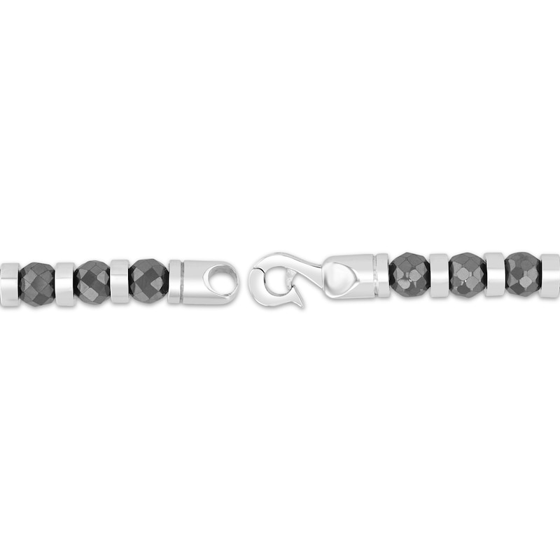 Main Image 3 of Men's Hematite Bead Bracelet Stainless Steel 8.5"