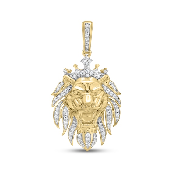 Lab-Grown Diamond Roaring Lion Charm 3/4 ct tw 24K Yellow Gold Vermeil Sterling Silver