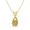 Thumbnail Image 3 of Cultured Pearl & White Lab-Created Sapphire Crisscross Necklace 10K Yellow Gold 18"