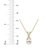 Thumbnail Image 5 of Cultured Pearl & White Lab-Created Sapphire Crisscross Necklace 10K Yellow Gold 18"