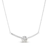 Thumbnail Image 3 of Cultured Pearl & Diamond Curved Bar Necklace 1/8 ct tw 10K White Gold 18"