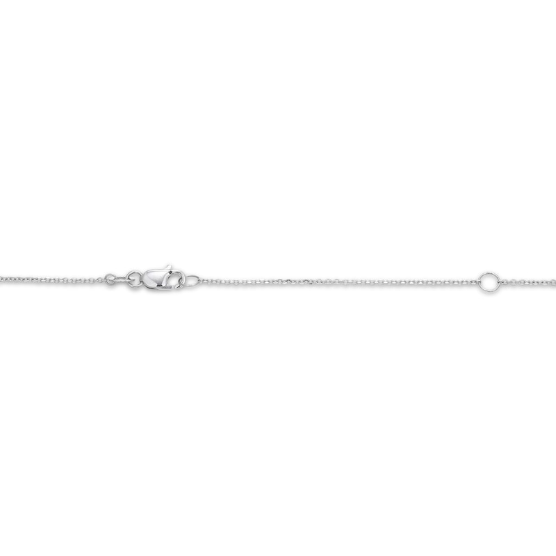 Main Image 4 of Cultured Pearl & Diamond Curved Bar Necklace 1/8 ct tw 10K White Gold 18"