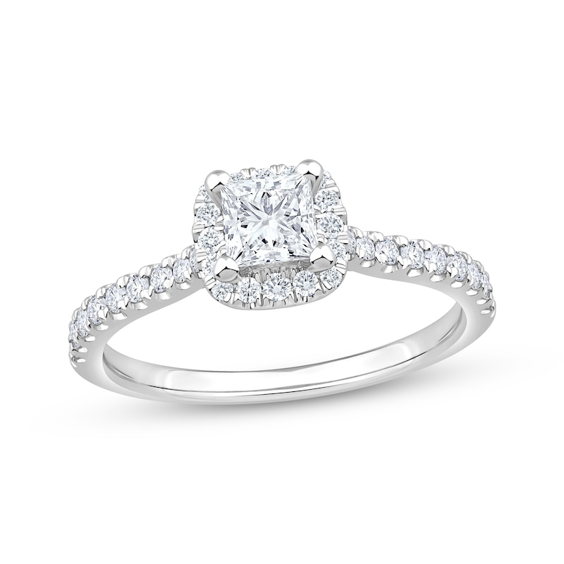 Main Image 1 of Adore Lab-Grown Diamonds Princess-Cut Halo Engagement Ring 7/8 ct tw 14K White Gold