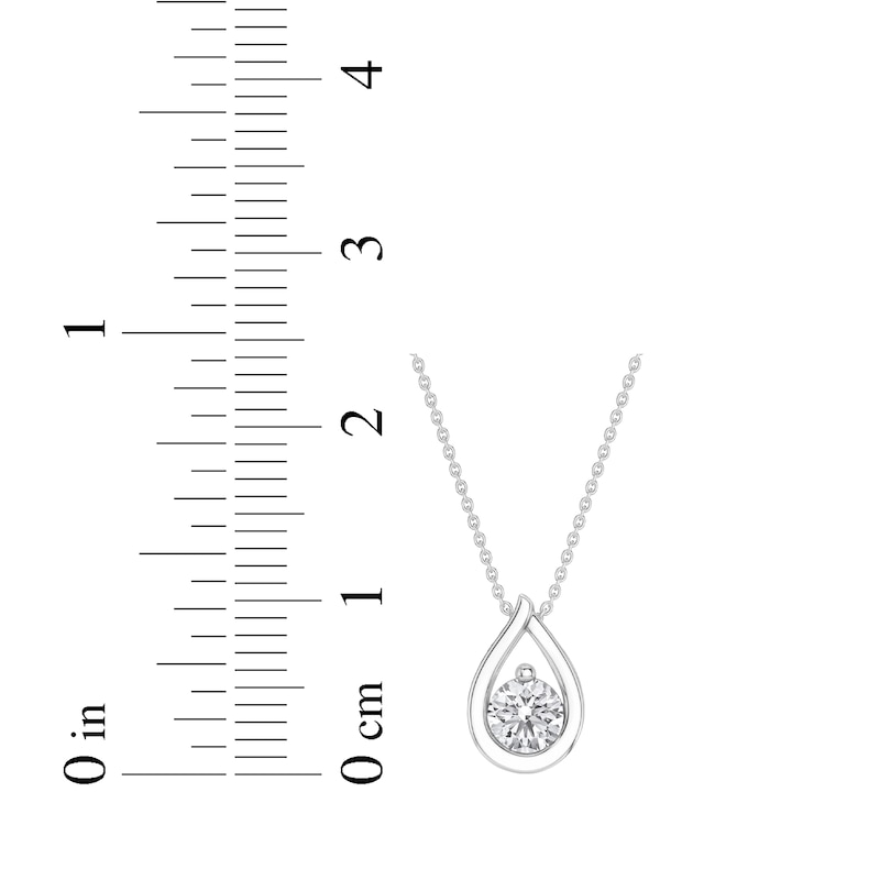 Main Image 4 of Diamond Solitaire Teardrop Frame Necklace 1/3 ct tw 10K White Gold 18" (I/I2)