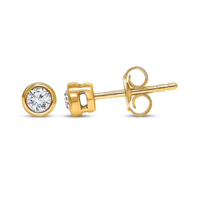 Main Image 1 of KAY Lab-Grown Diamonds Round-Cut Bezel-Set Solitaire Stud Earrings 1/4 ct tw 10K Yellow Gold (F/VS2)