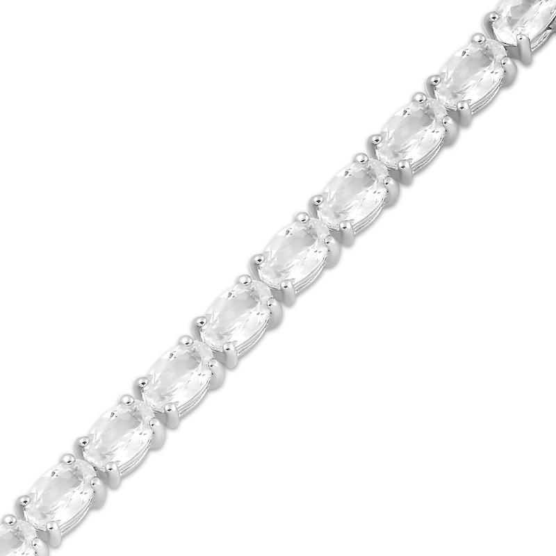 Main Image 2 of Oval-Cut White Lab-Created Sapphire Graduated Bracelet Sterling Silver 7.5"