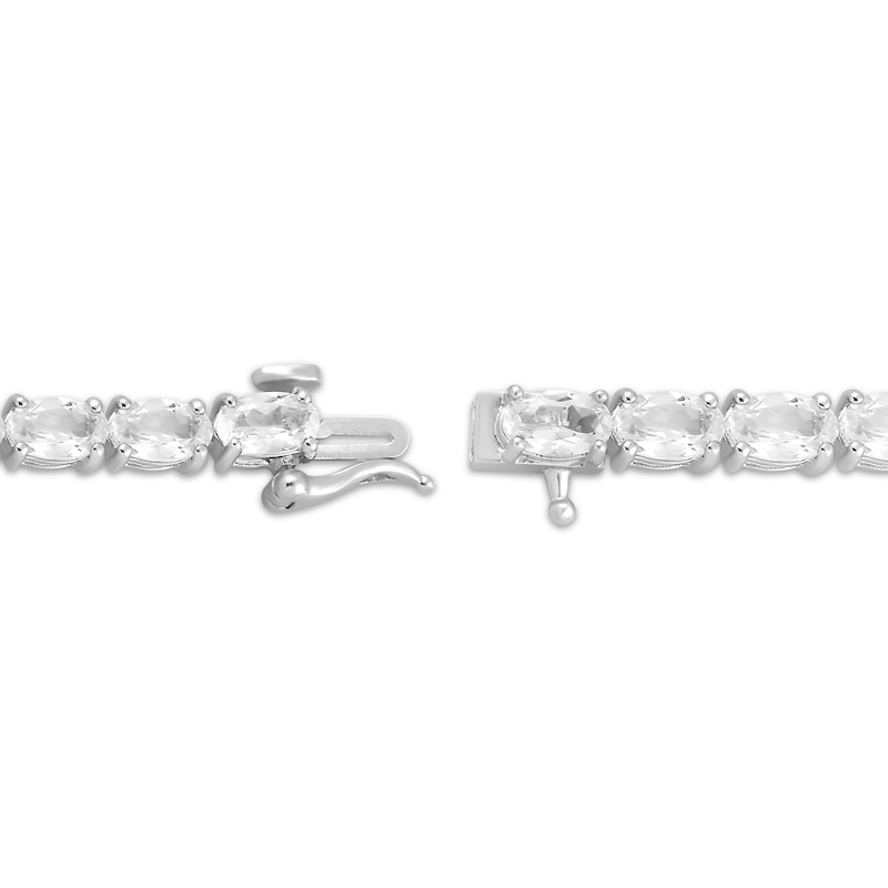Main Image 3 of Oval-Cut White Lab-Created Sapphire Graduated Bracelet Sterling Silver 7.5"