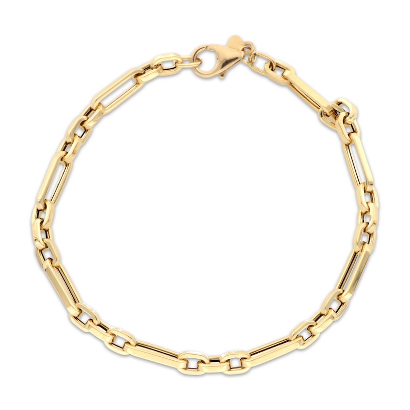 Main Image 1 of 3.5mm Figaro Chain Link Bracelet Hollow 18K Yellow Gold 7.5"