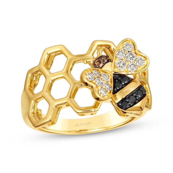 Le Vian Diamond Bee & Honeycomb Ring 1/3 ct tw 14K Honey Gold