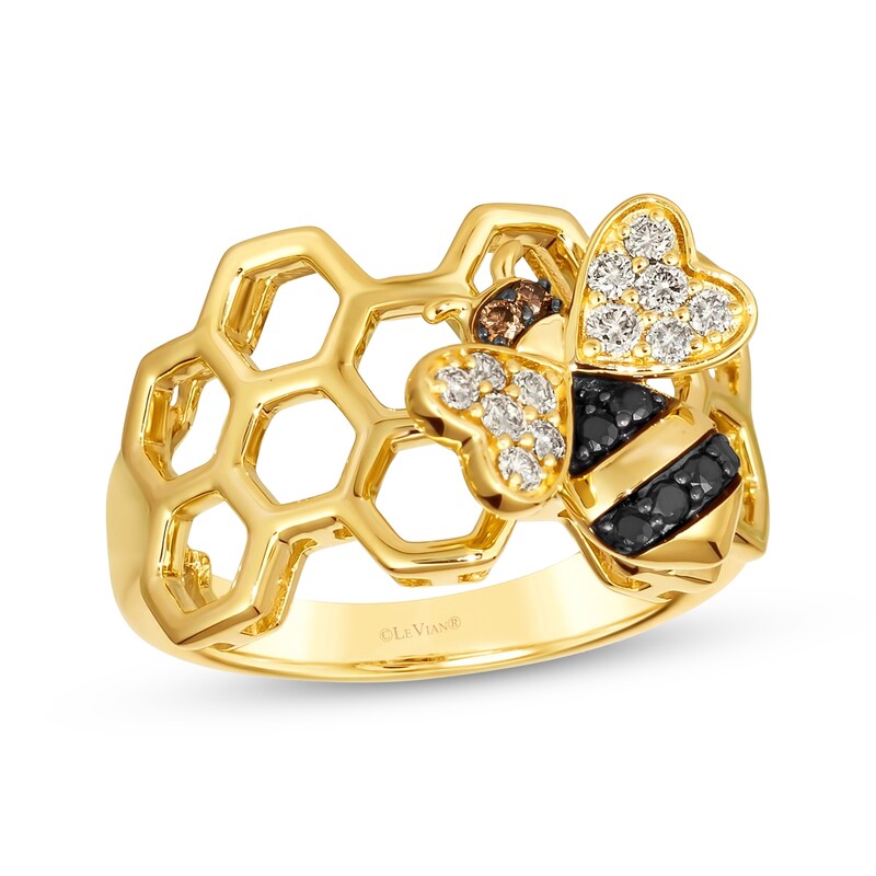Main Image 1 of Le Vian Diamond Bee & Honeycomb Ring 1/3 ct tw 14K Honey Gold